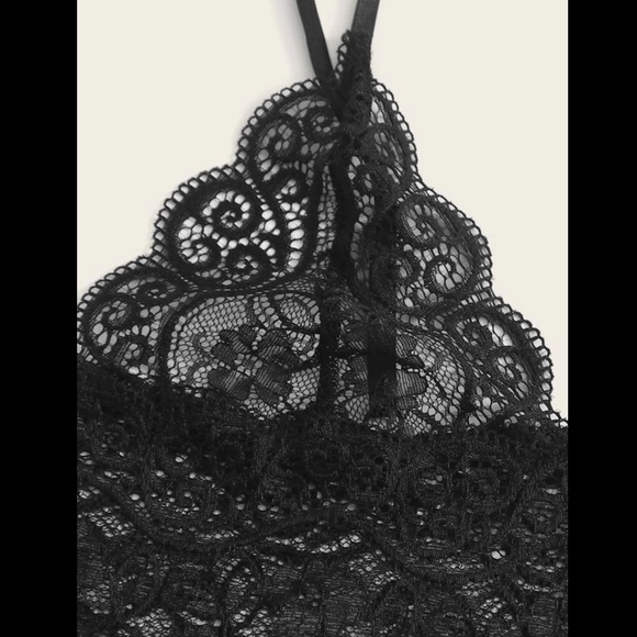 Pastel Pink & Black, Lace & Satin, Lingerie Set - Picture 3 of 6